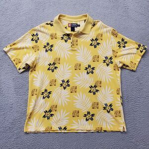 Chaps Ralph Lauren Shirt Mens XL Yellow Vintage Floral Polo Outdoors Golf Casual